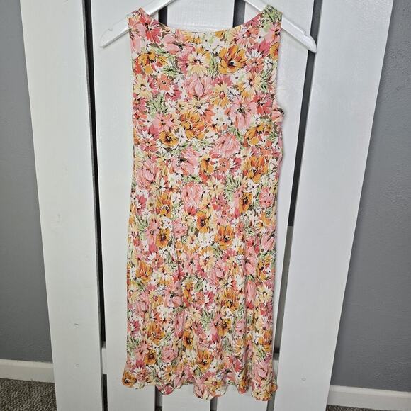 Ann Taylor Loft Pink Wildflower Floral Milkmaid Slip Knee Dress 6P Cottage - Picture 2 of 10